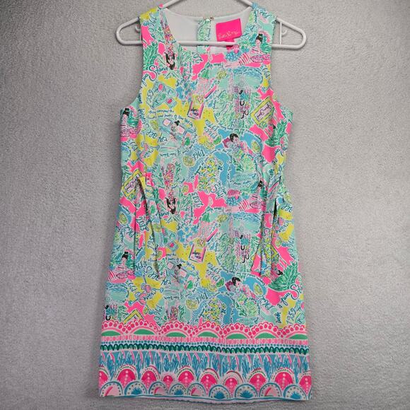 Lilly Pulitzer Shift Dress Womens 2 Marli Stretch Shift Pop Up In The Beginning - Picture 1 of 11